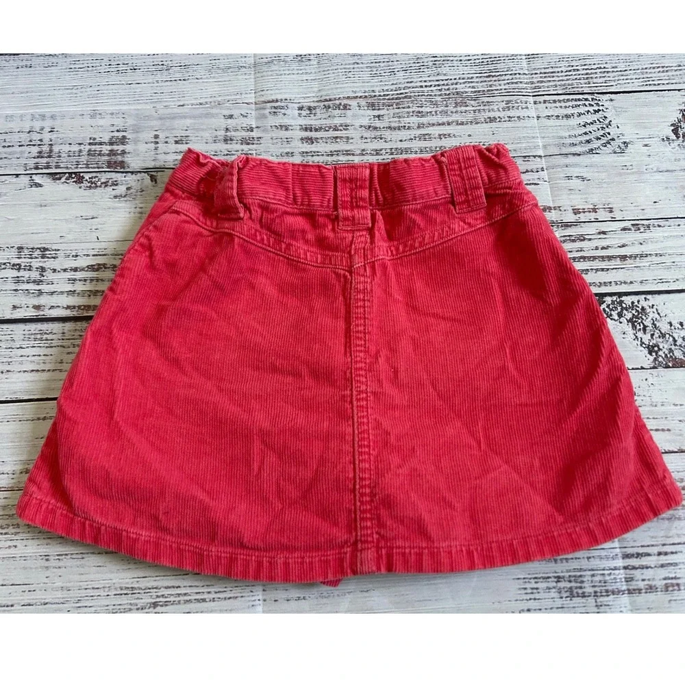 Gymboree Corduroy Skort Kids Red Floral Embroidery Adjustable Waist Size 4